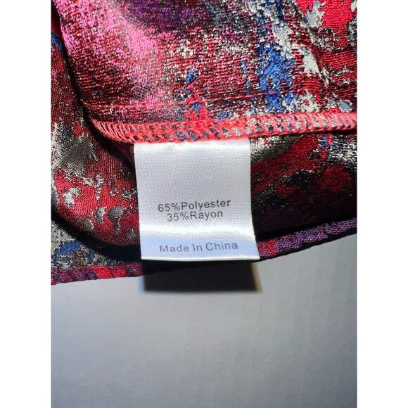 Tuckernuck Shirt Womens Size XS Purple Pink Jacquard Blouse Top 3/4 Bell Sleeves - Picture 11 of 15